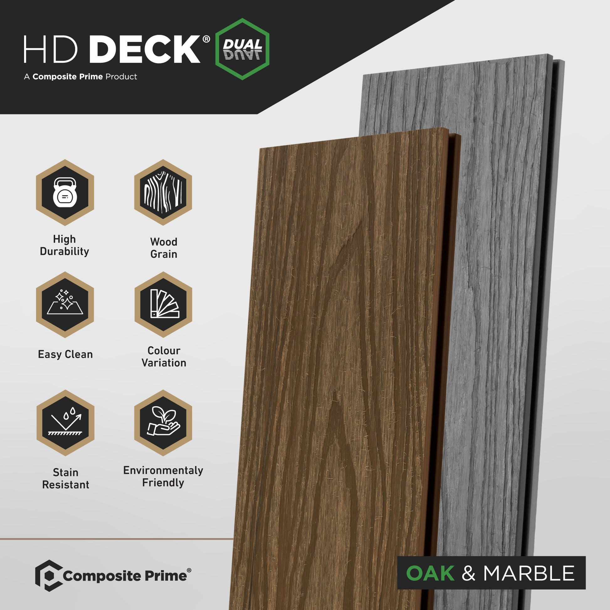 HD Deck Dual Marble/Oak