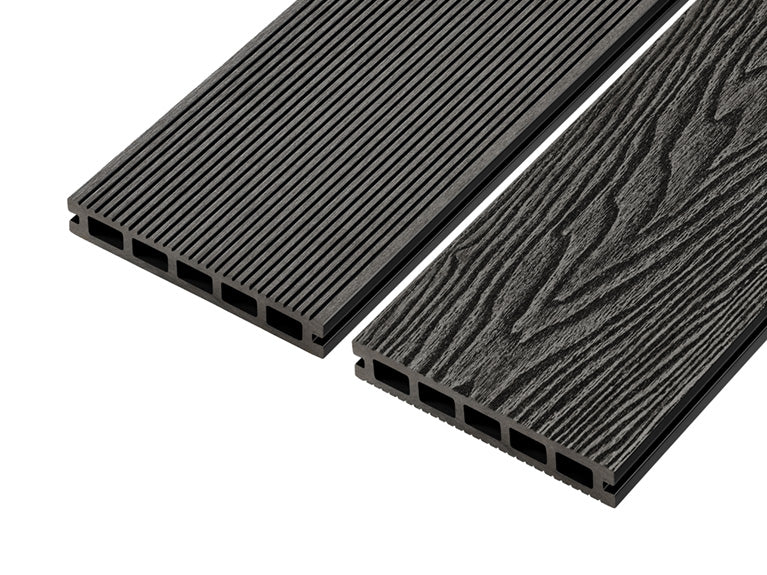 Charcoal 4m Woodgrain Effect Reversible Composite Decking Board