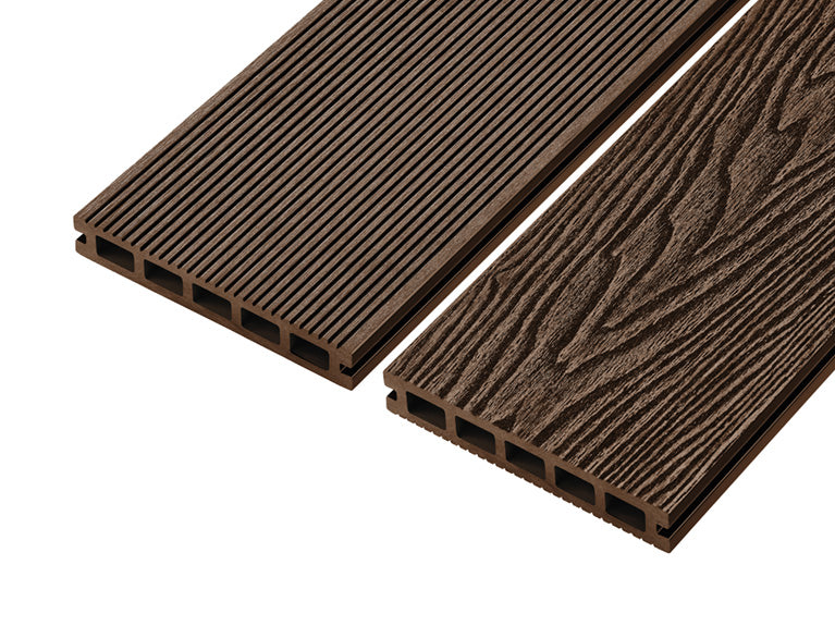 Coffee 4m Woodgrain Effect Reversible Composite Decking Board