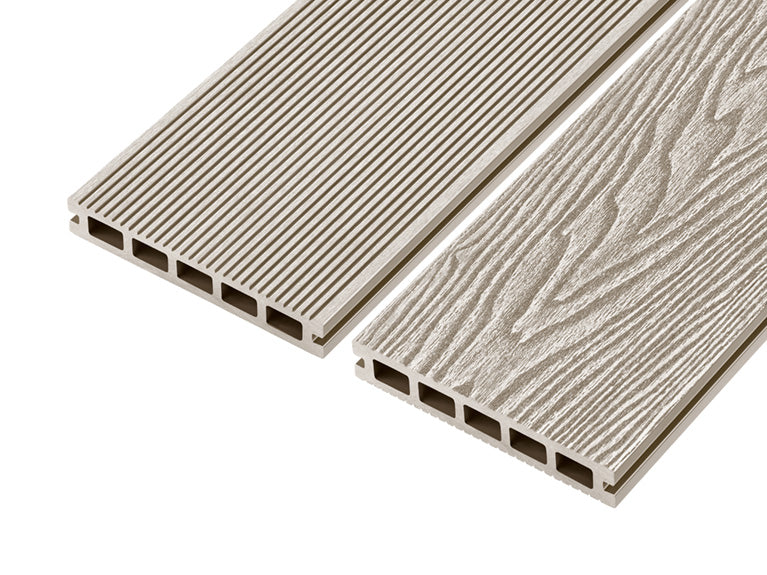 Ivory 4m Woodgrain Effect Reversible Composite Decking Board