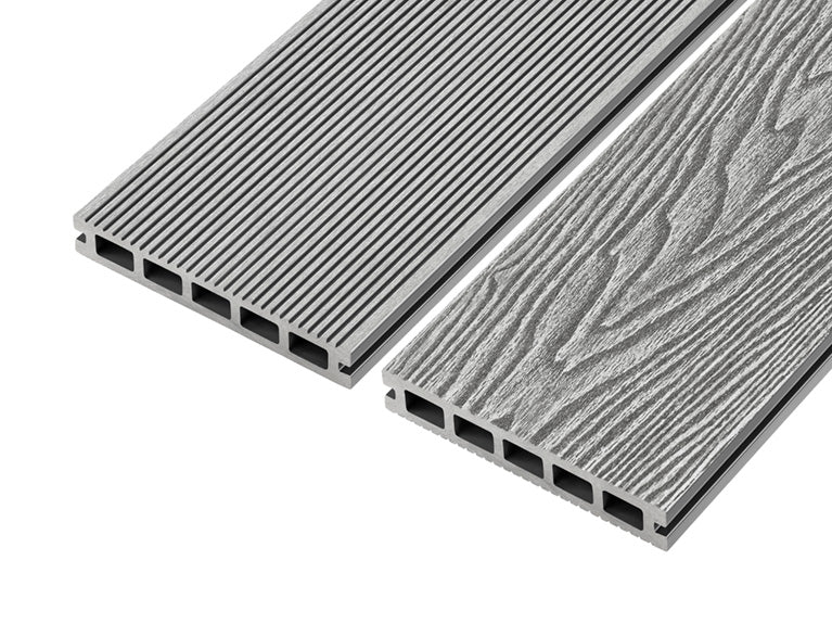 Light Grey 4m Woodgrain Effect Reversible Composite Decking Board