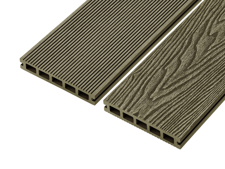 Olive Green 4m Woodgrain Effect Reversible Composite Decking Board