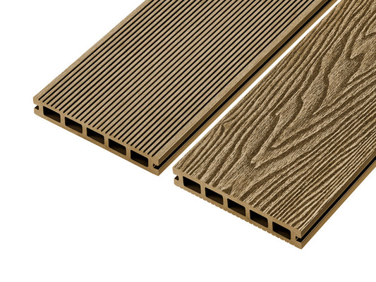 Teak 4m Woodgrain Effect Reversible Composite Decking Board